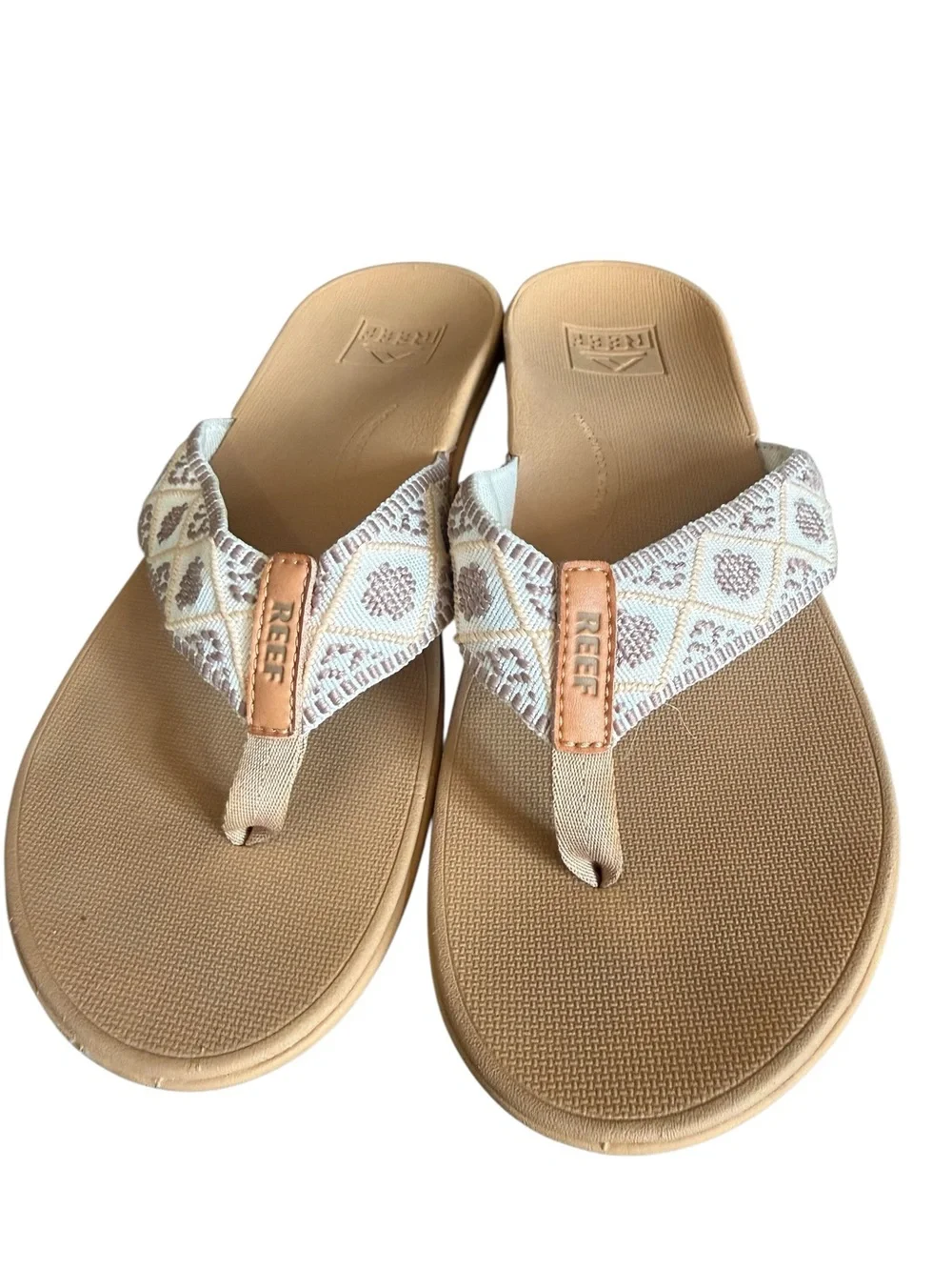Reef Woven Ortho Bounce Sandal Flip Flop Size 9 Off-white